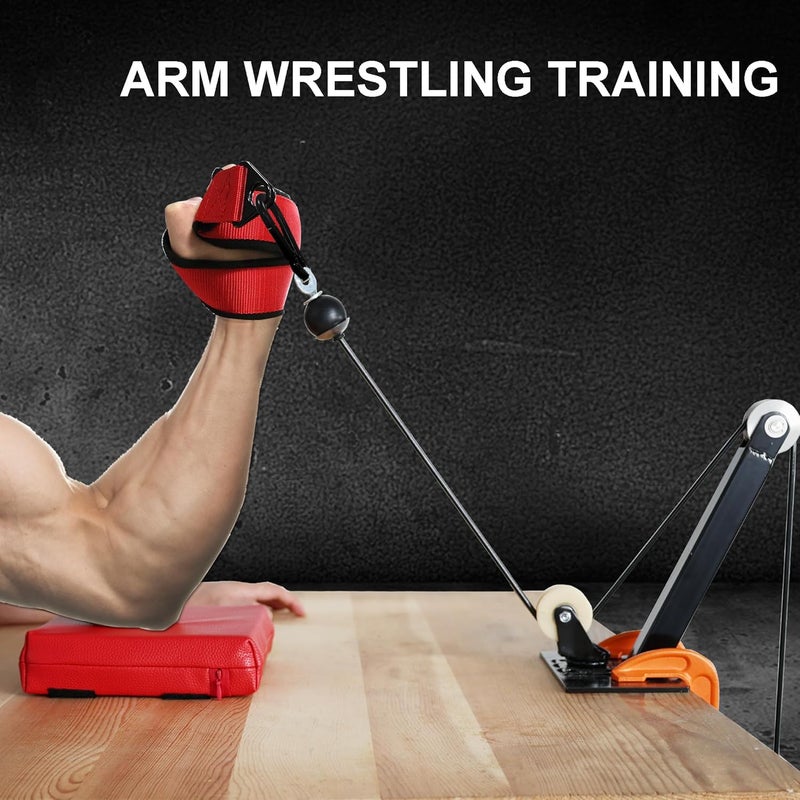 Lights Mountain Arm Wrestling Training Strap Belt Hand Grip Arm Finger Forearm Exerciser Strengthener for Cable Machine and Free Weight - Image 4